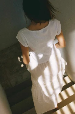 Tops & Blouses^Christy Dawn The Bridget Tee Ivory Regenerative Pointelle