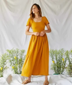 Dresses^Christy Dawn The Scarlet Dress Mustard Gauze