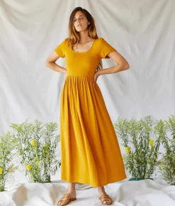 Dresses^Christy Dawn The Scarlet Dress Mustard Gauze